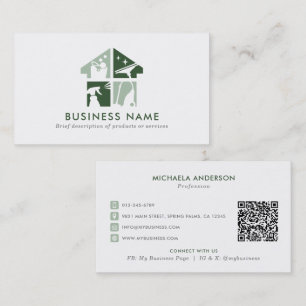 Reinigungsdienst Modernes Logo & QR-Code Visitenkarte