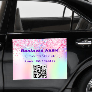 Reinigungsdienst rosa lila QR-Code Auto Magnet