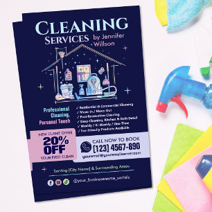 Reinigungsdienste - Aquarellbilder Flyer
