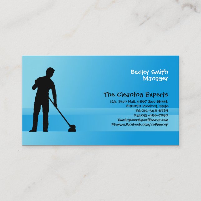 Reinigungsdienste Business Card Man Mopping Visitenkarte (Vorderseite)