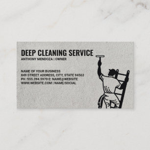 Reinigungsdienste   Cleaner auf Ladder Visitenkarte