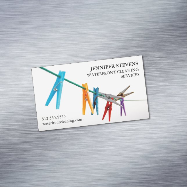 Reinigungsdienste Clothesline Foto Modernes Hausha Magnetische Visitenkarte (Beispiel)