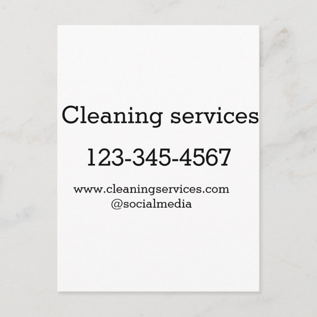 Reinigungsdienste fügen E-Mail-Adresse der Nummer  Postkarte (Vorderseite)