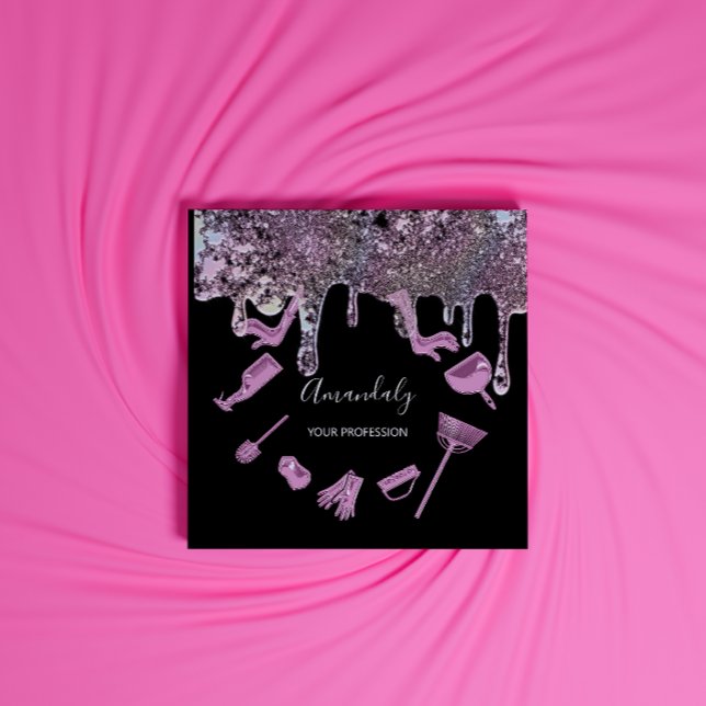 Reinigungsdienste für Haushaltshäuser - Logo-Logo Quadratische Visitenkarte (Von Creator hochgeladen)