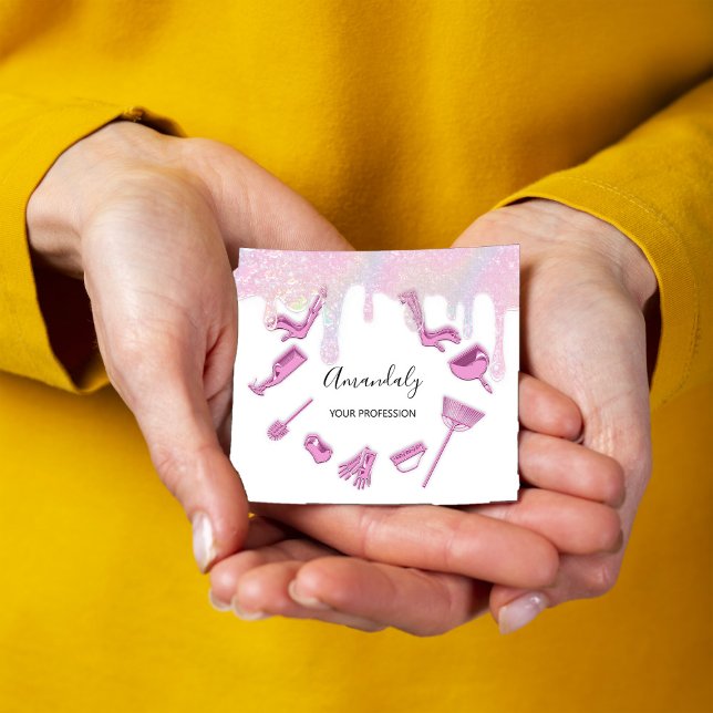 Reinigungsdienste für Haushaltshäuser Logo-olograp Quadratische Visitenkarte (Von Creator hochgeladen)