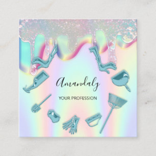 Reinigungsdienste für Haushaltshäuser Logo-Tropfen Quadratische Visitenkarte