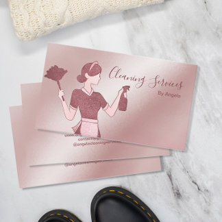 Reinigungsdienste Haushaltshilfe Rose Gold Glitzer Visitenkarte