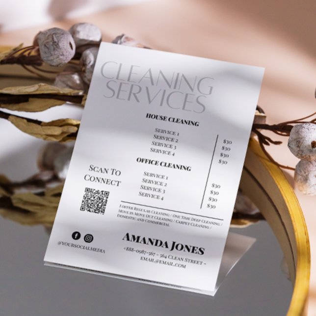 Reinigungsdienste Haushaltspreis Schwarz und Weiß Flyer (Cleaning Services Maid Price Black And White Flyer)