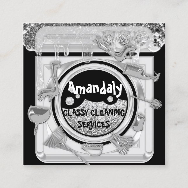 Reinigungsdienste Logo QR-Code-Logo-Schachtel-Logo Quadratische Visitenkarte (Vorderseite)