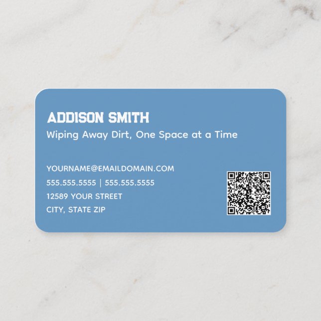 Reinigungsdienste QR Blue Visitenkarte (Rückseite)