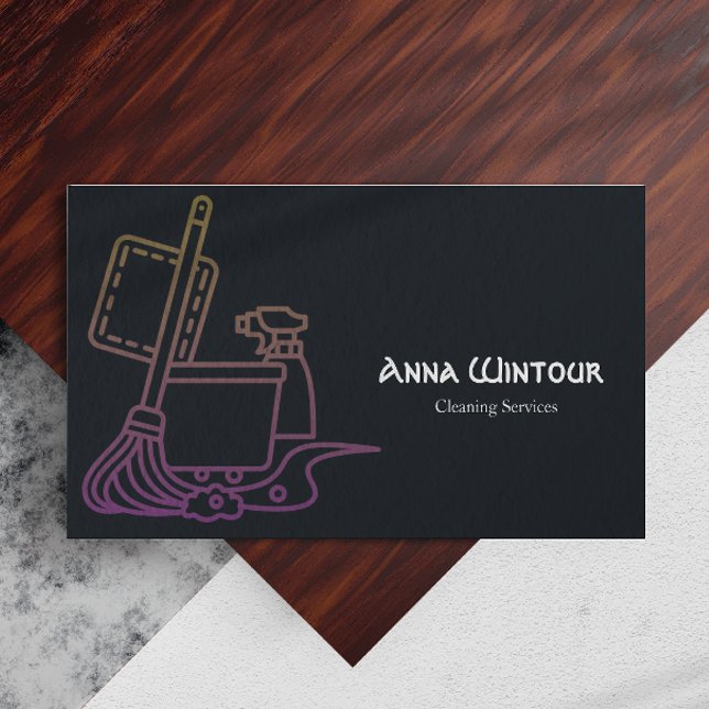 Reinigungsdienste Qr Code Minimalistische Visitenk Visitenkarte (Cleaning Services Qr Code Minimalist Business Card)