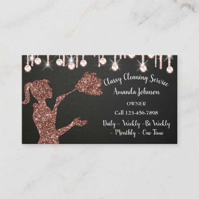 Reinigungsdienste Rose-Logo-Maid-Tropfen QR Visitenkarte (Vorderseite)