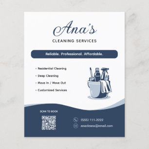Reinigungsdienstleistungen Hausreinigung Blau QR C Flyer