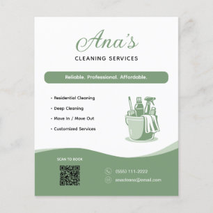Reinigungsdienstleistungen Hausreinigung Grün QR C Flyer
