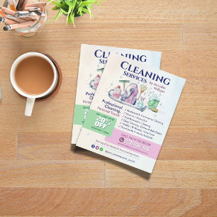 Reinigungsdienstleistungen - Wasserfarben-Illustra Flyer