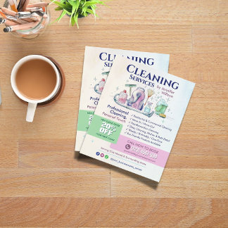 Reinigungsdienstleistungen - Wasserfarben-Illustra Flyer