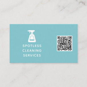 Reinigungsfirma QR Code Spray Flasche Aqua Blue Visitenkarte