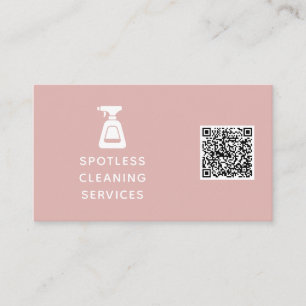 Reinigungsfirma QR Code Spray Flasche Dusty Pink Visitenkarte