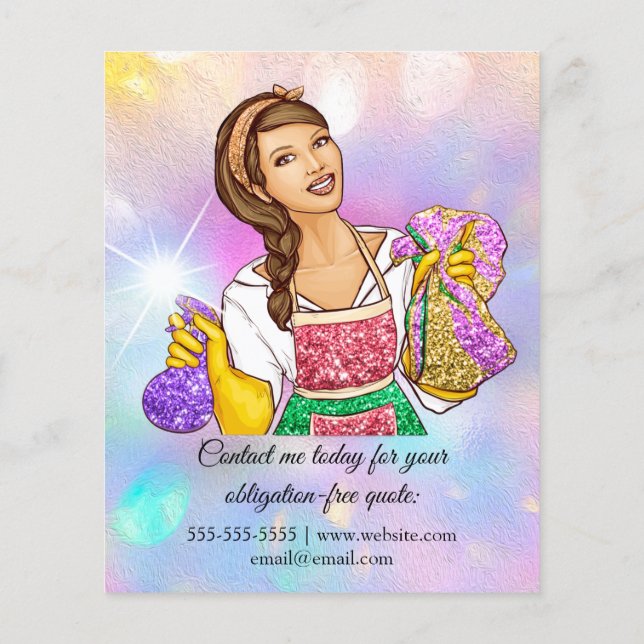 Reinigungshaus Behaltend Holograph Girl Flyer (Hinten)