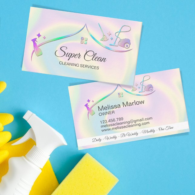 Reinigungshaus Holographic Sparkling Visitenkarte (Von Creator hochgeladen)