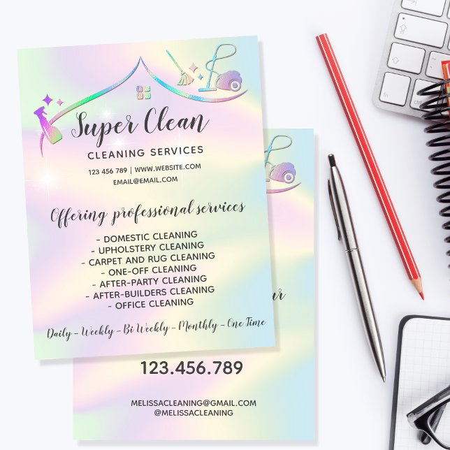 Reinigungshaus mit holografischer Darstellung Flyer (Von Creator hochgeladen)