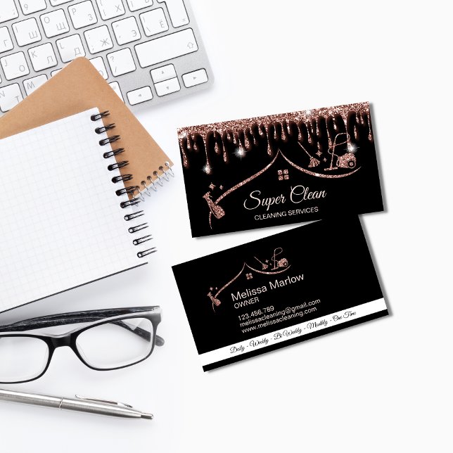 Reinigungshaus Sparkling Rose Gold Visitenkarte (Von Creator hochgeladen)