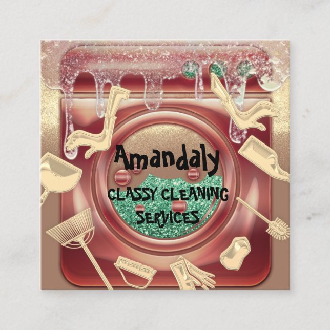 ReinigungsHouse Service QR Code Seife Gold Seife Quadratische Visitenkarte (Vorderseite)