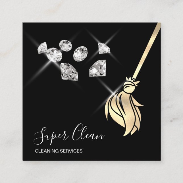 ReinigungsHouse Sparkling Golddiamanten Quadratische Visitenkarte (Vorderseite)