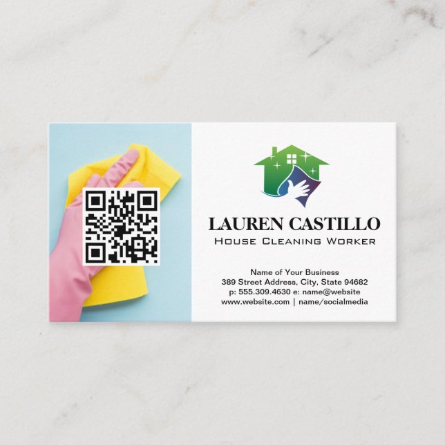 Reinigungskraft | QR-Visitenkarte Visitenkarte (Vorderseite)