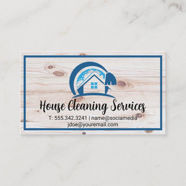 Reinigungslogo | Holzbrett Visitenkarte (Vorderseite)
