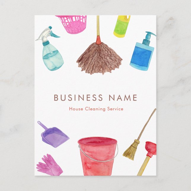 Reinigungsmittel für Wasserfarben im Haus farbenfr Postkarte (Vorderseite)