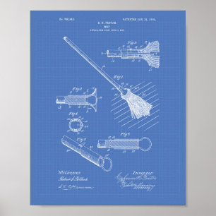 Reinigungsmopp 1905 Patent Kunst Blaupause Poster
