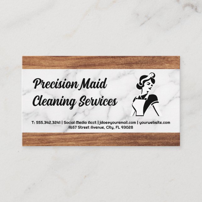 Reinigungsservice | Classic Maid-Logo Visitenkarte (Vorderseite)