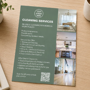 Reinigungsservice Foto Logo QR Sage Grün Flyer