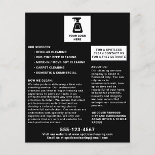 Reinigungsservice Fügen Sie Ihr Logo schwarz hinzu Flyer