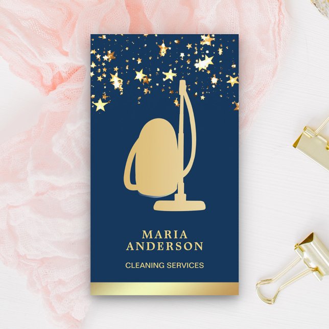 Reinigungsservice für goldene Fohlen Confetti Vaku Visitenkarte (Von Creator hochgeladen)