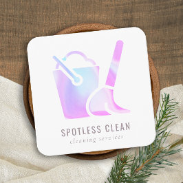 Reinigungsservice für holografische Eimer Quadratische Visitenkarte