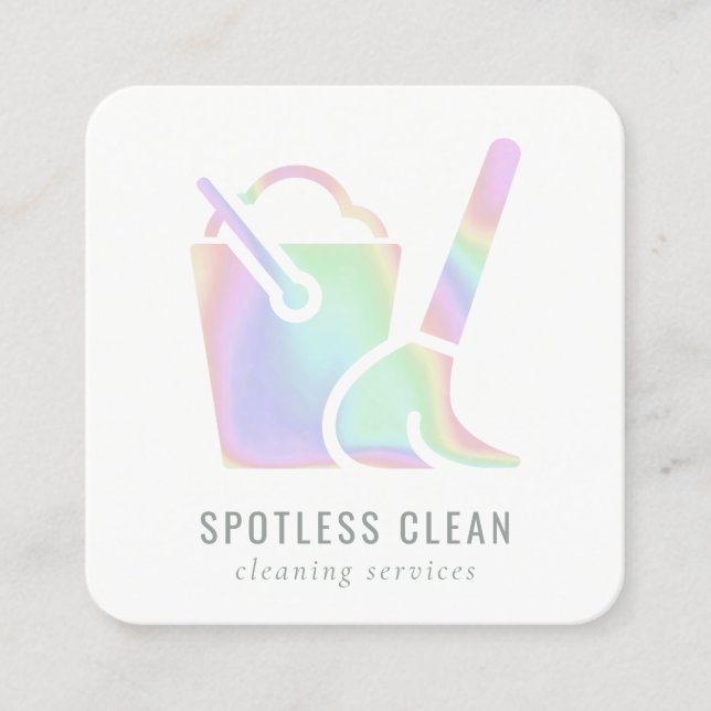 Reinigungsservice für holografische Eimer Quadratische Visitenkarte (Vorderseite)