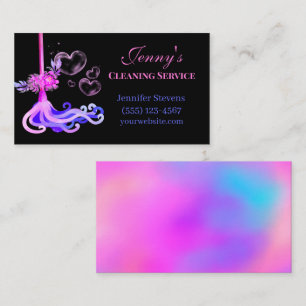 Reinigungsservice für Hot-Pink- und Blumenmop Visitenkarte