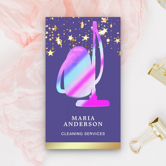 Reinigungsservice für Lila Vakuum - Gold Foil Foil Visitenkarte (Von Creator hochgeladen)