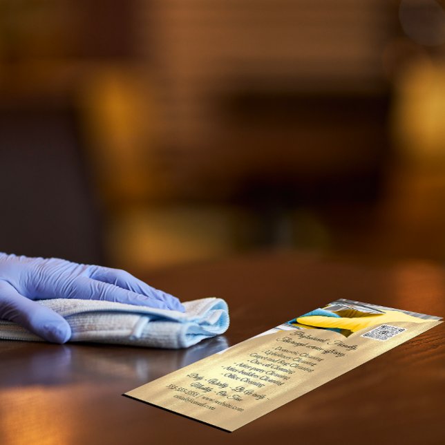 Reinigungsservice-Haus Behalte QRCode-Foto-Gold Visitenkarte (Cleaning Services House Keeping QRCode Photo Gold Business Card)