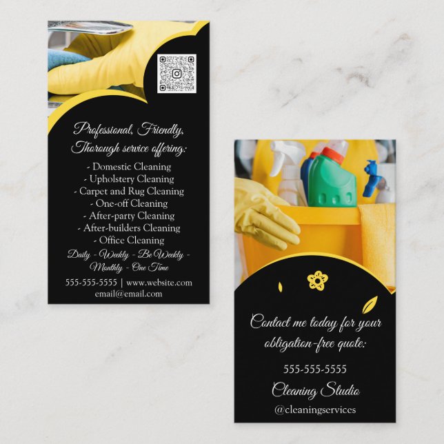 Reinigungsservice-Haus Behalte QRCode FotoCustom Visitenkarte (Vorne/Hinten)