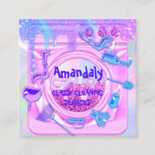 Reinigungsservice QRCode Waschmaschine Quadratische Visitenkarte