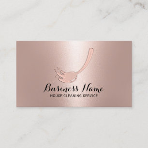 Reinigungsservice Rose Gold Mop Logo Visitenkarte