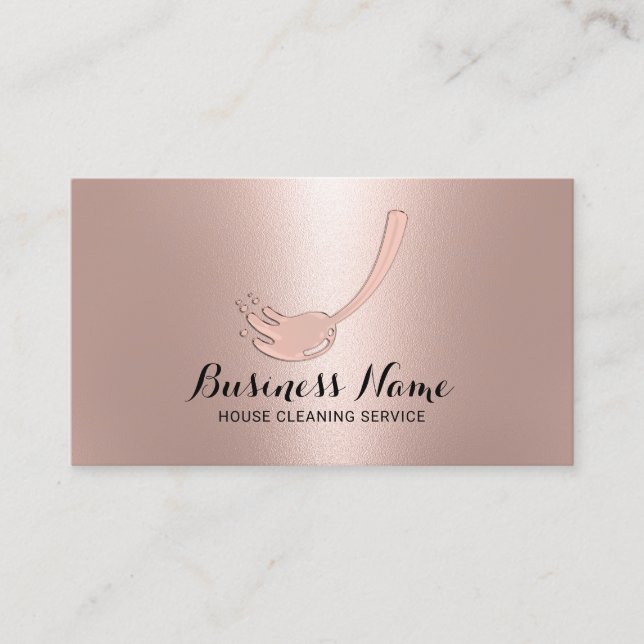 Reinigungsservice Rose Gold Mop Logo Visitenkarte (Vorderseite)