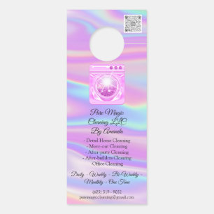 Reinigungsservice Wäsche waschen QRCode-Logo Türanhänger