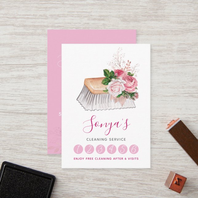 Reinigungsservice Wasserfarbenreinigung Pinselstri Treuekarte (Vorderseite/Rückseite Beispiel)