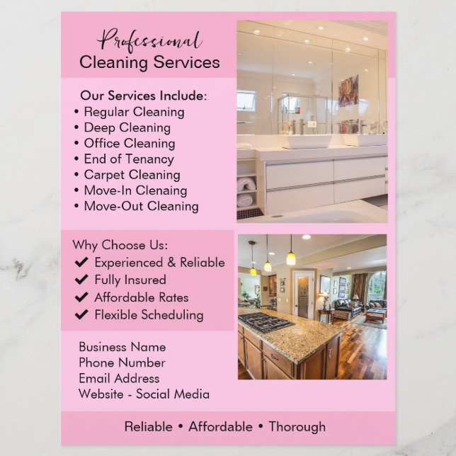 Reinigungssservices Flyer | Editierbare Hausreinig (Vorne)