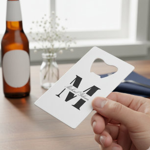 Reinweiß Personalisiertes Monogramm für Groomsme Geldbeutel Flaschenöffner