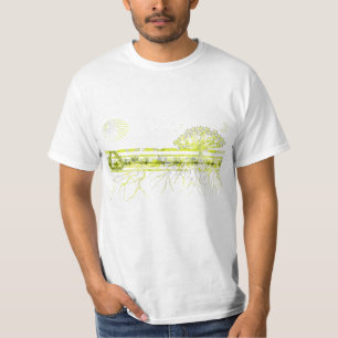 Reinweiße Wurzeln auf Grün T-Shirt